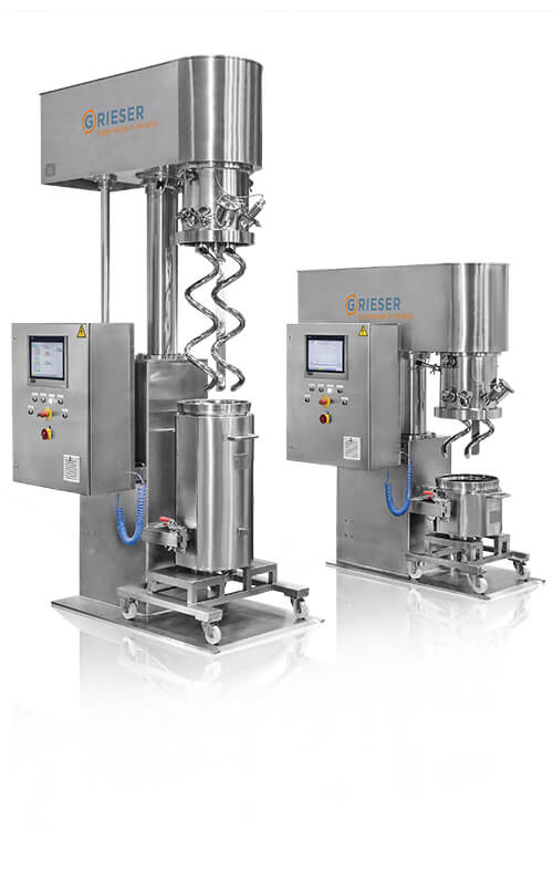 Grieser VPL 40 110 planetary mixer with spiral blades and scraper in pharmaceutical version
