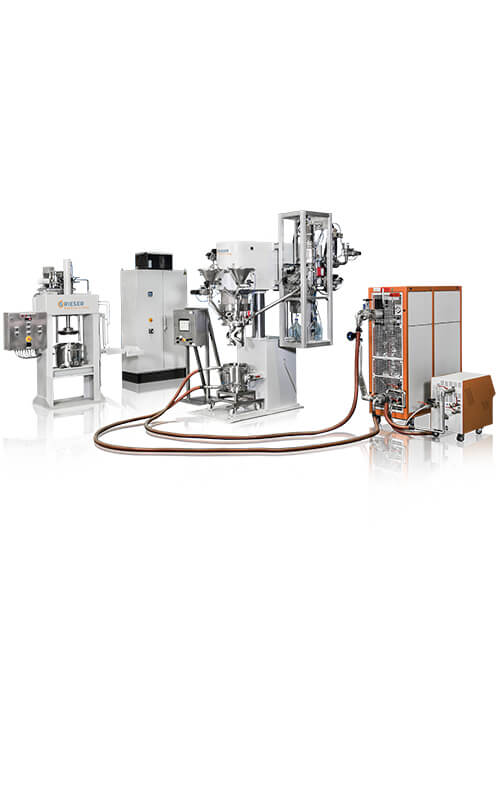 Grieser distillation vacuum planetary dissolver with temperature control system and extruder