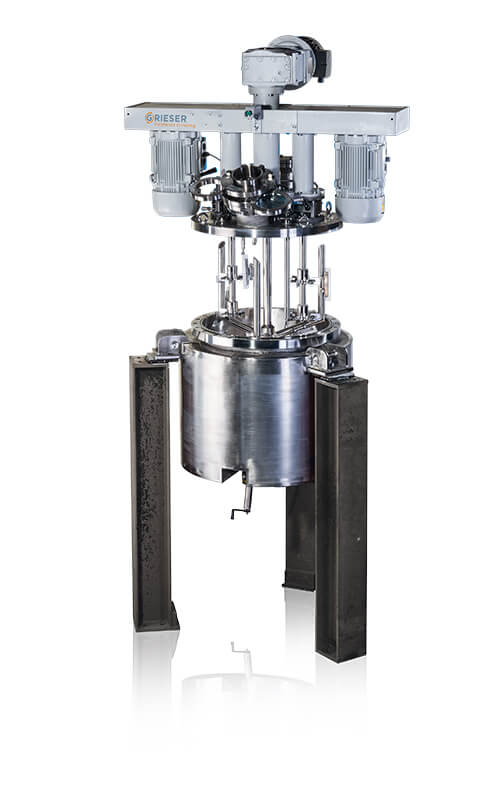 Grieser multi-shaft mixer for stationary tanks with paddle stirrer and triple-arm scraper